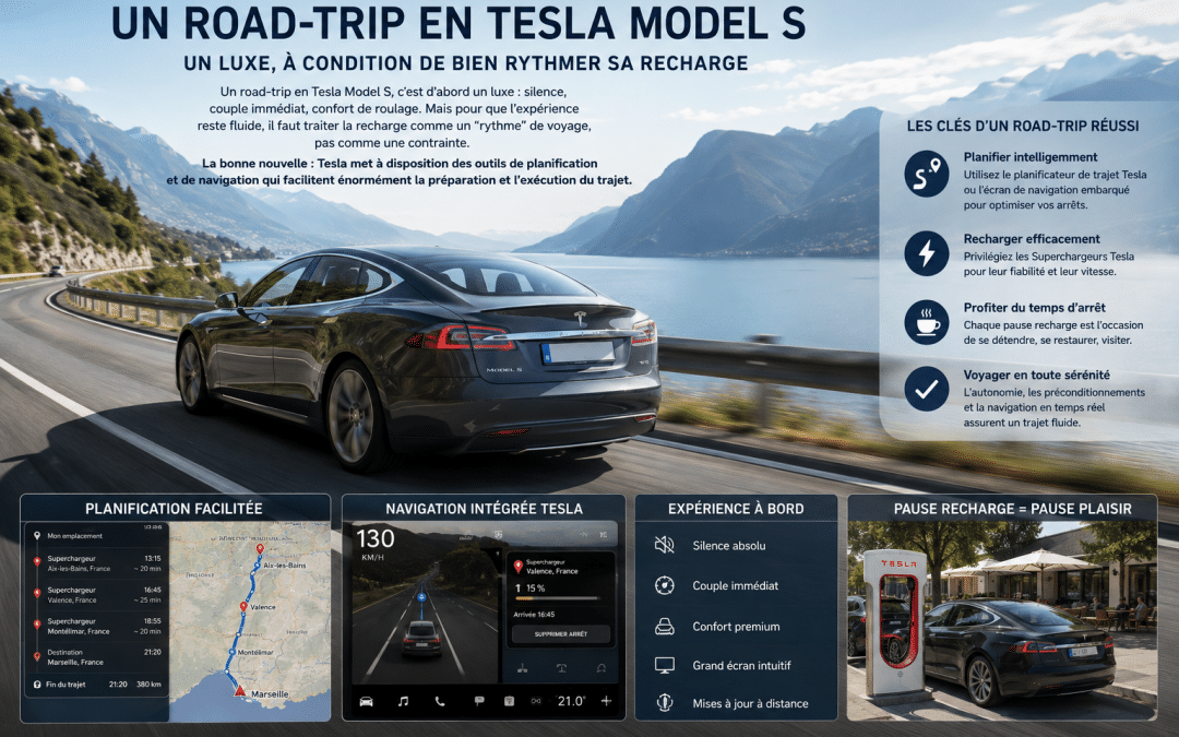 Road-trip en Tesla Model S : planifier, recharger, arriver serein